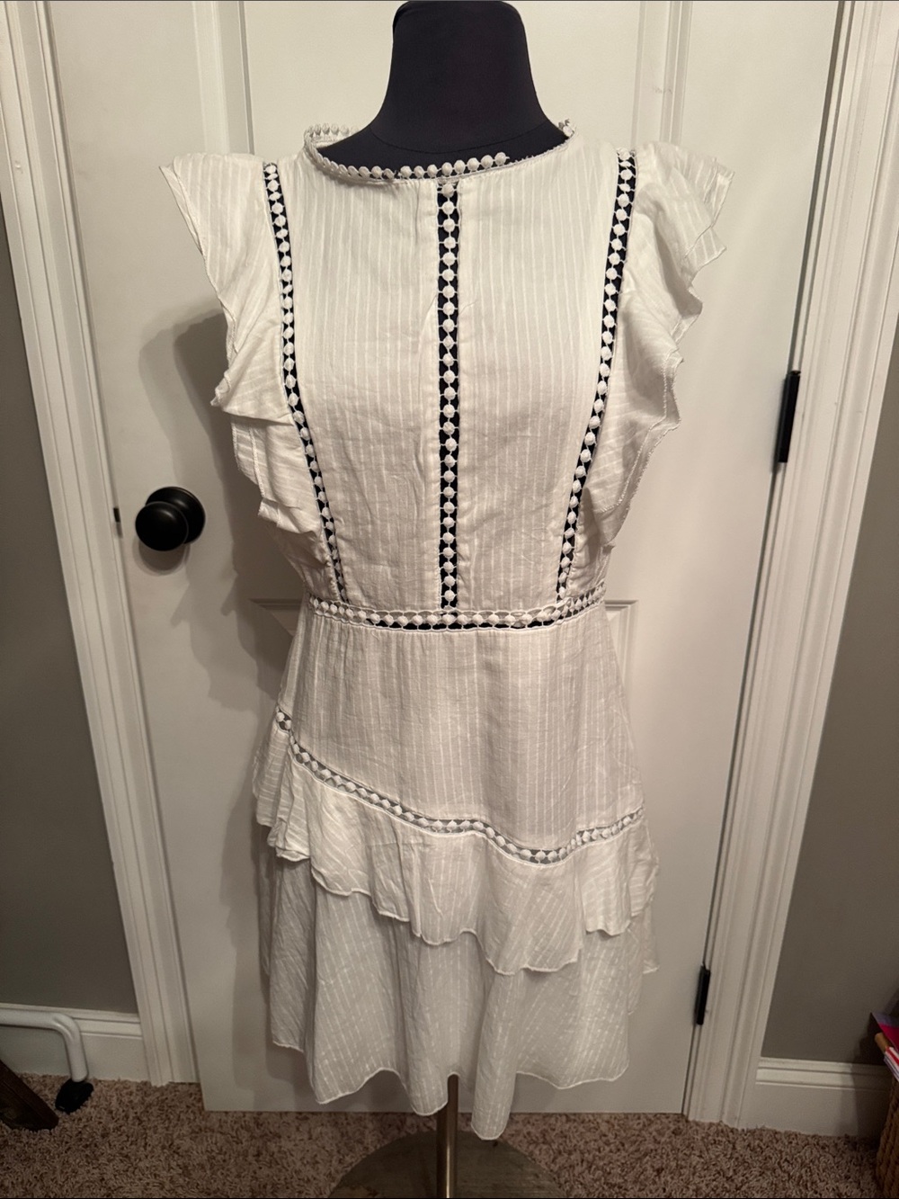 White Ruffled Embroidered Summer Dress